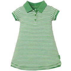 green and white striped polo shirt dress